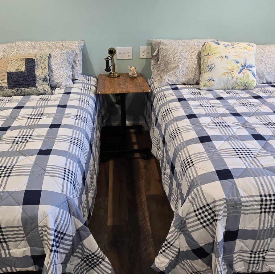 View of beds in Suite 1 at the London Guest House
